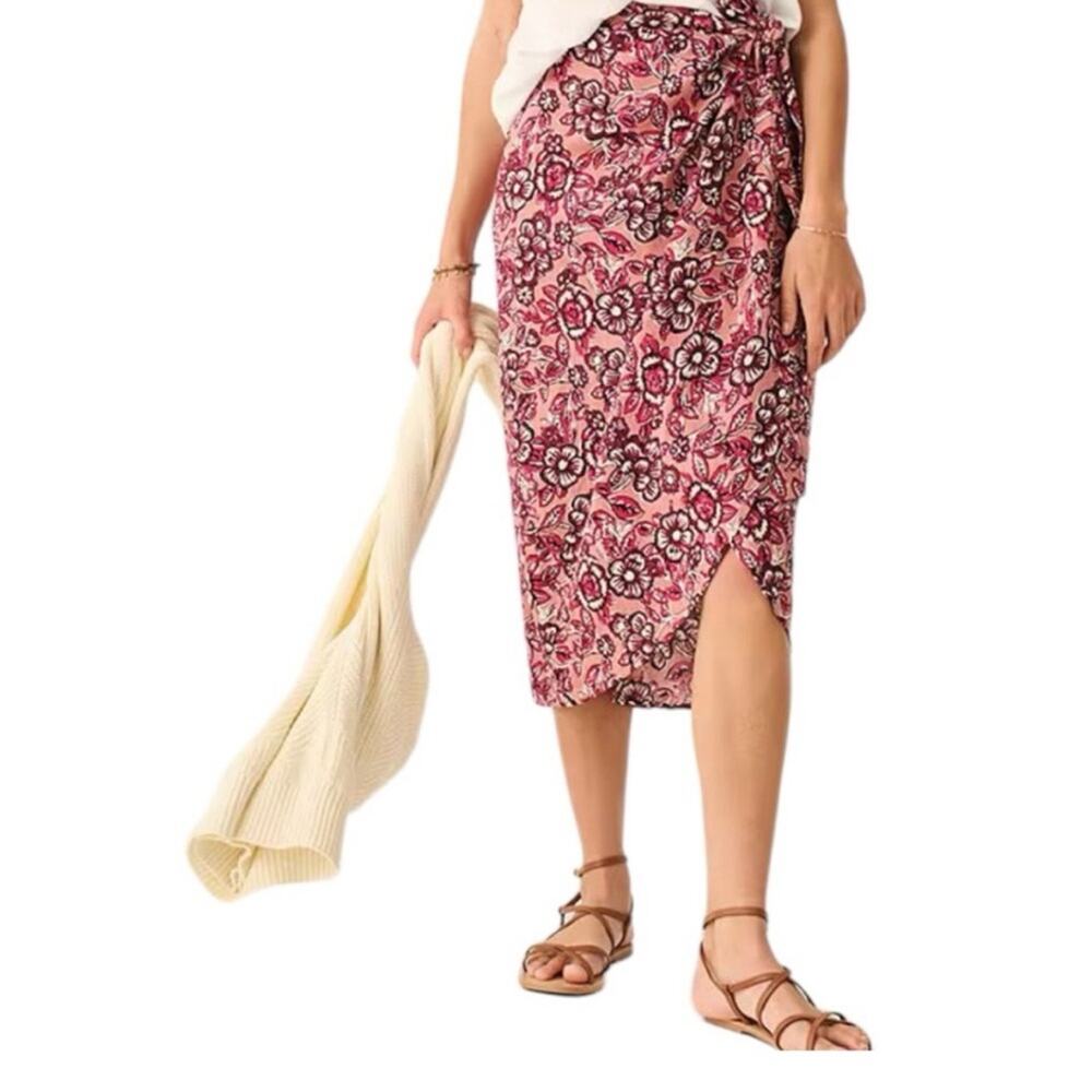 Faherty Pacifica Wrap Skirt Women XS Pink NWT Rose Desert Bloom Floral Midi